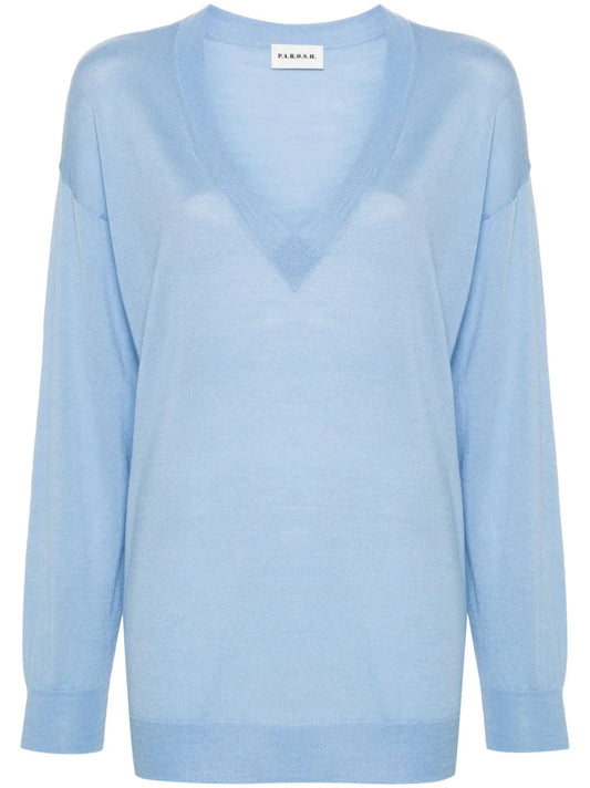 V-Neck Wool-Silk Jumper