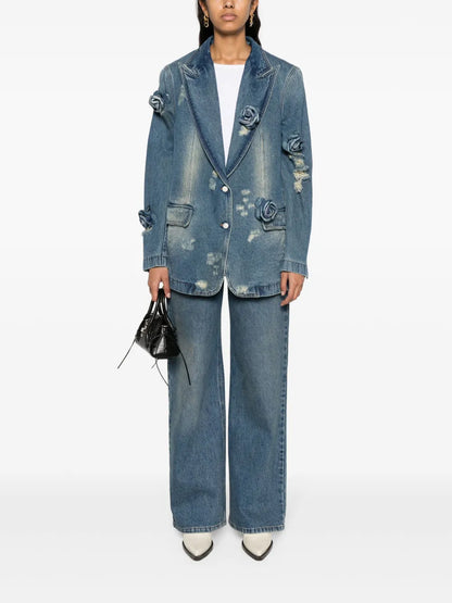 Rose Single-Breasted Denim Blazer
