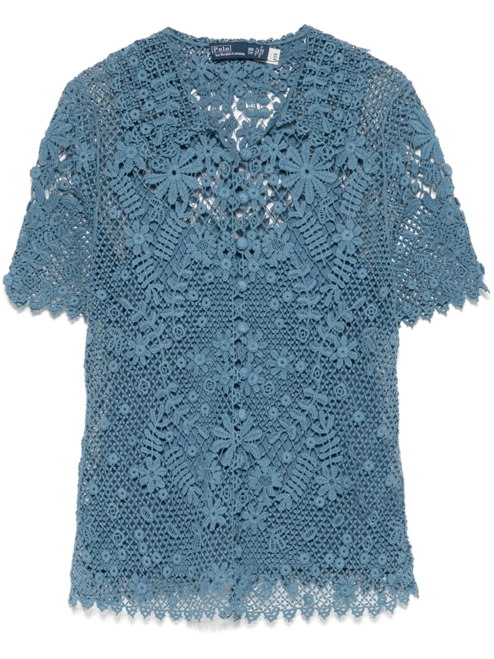 Floral-Lace Cotton Blouse