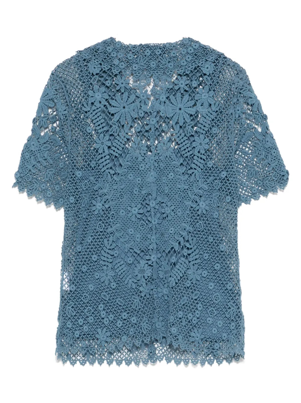 Floral-Lace Cotton Blouse