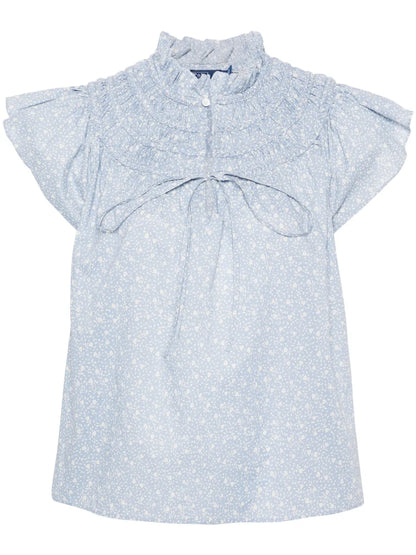 Floral-Print Cotton Blouse