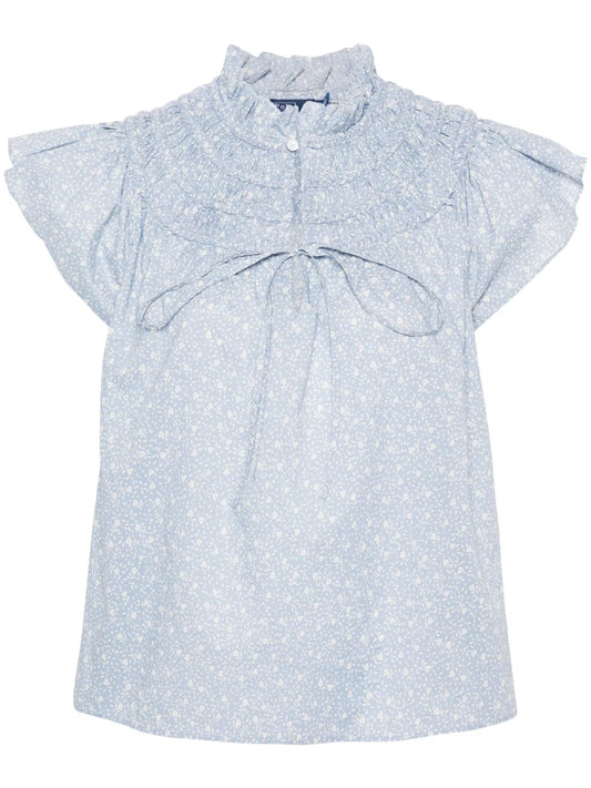 Floral-Print Cotton Blouse