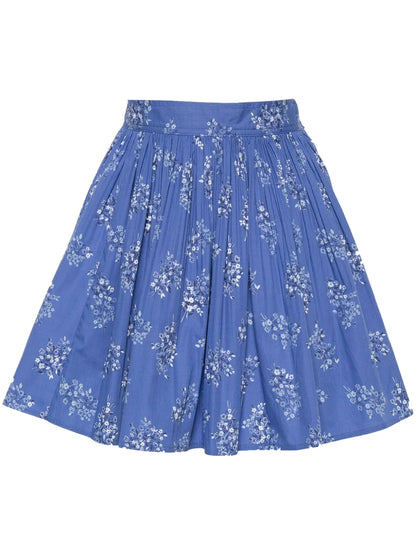 Floral-Print Pleated Mini Skirt