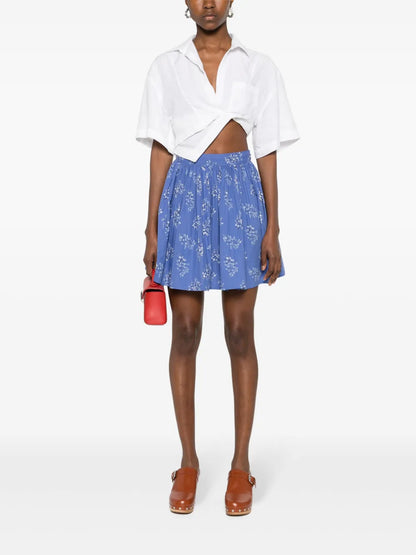 Floral-Print Pleated Mini Skirt