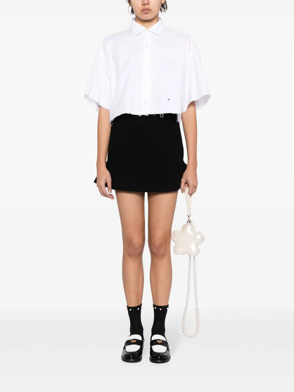 Peplum-Hem Knitted Miniskirt