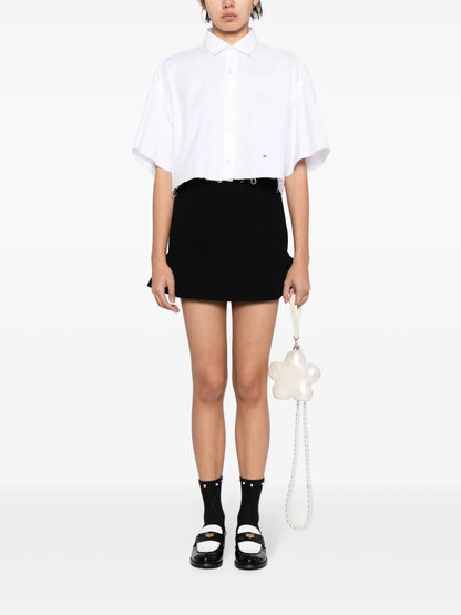 Peplum-Hem Knitted Miniskirt