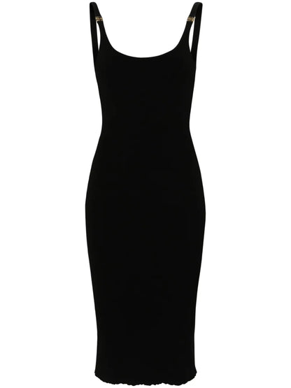 Logo-Plaque Ribbed Midi Dress