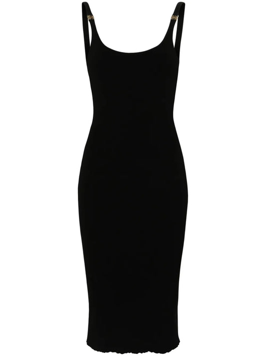 Logo-Plaque Ribbed Midi Dress