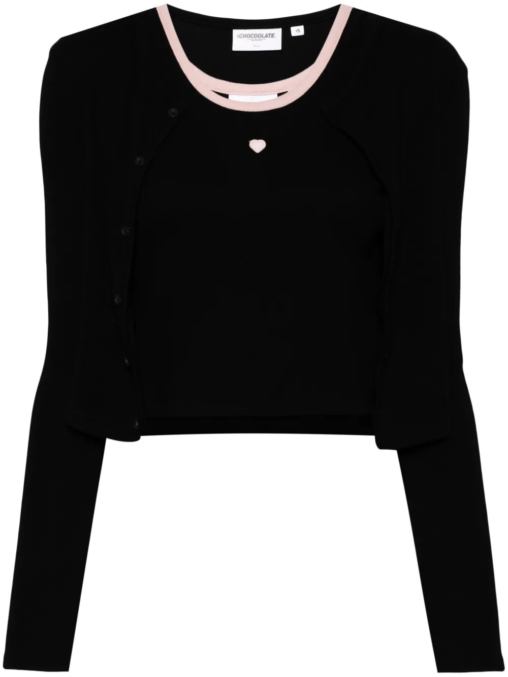 Heart-Appliqué Cotton Cardigan
