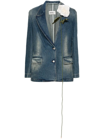 Carnivorous Floral-Appliqué Blazer