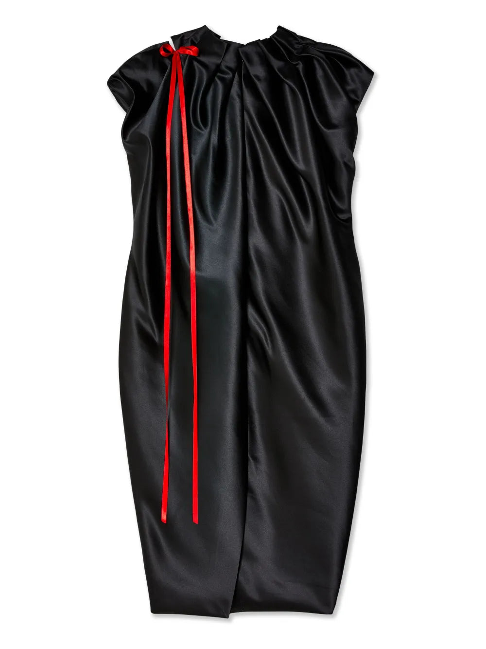 Ruched Bow-Detail Satin Dress