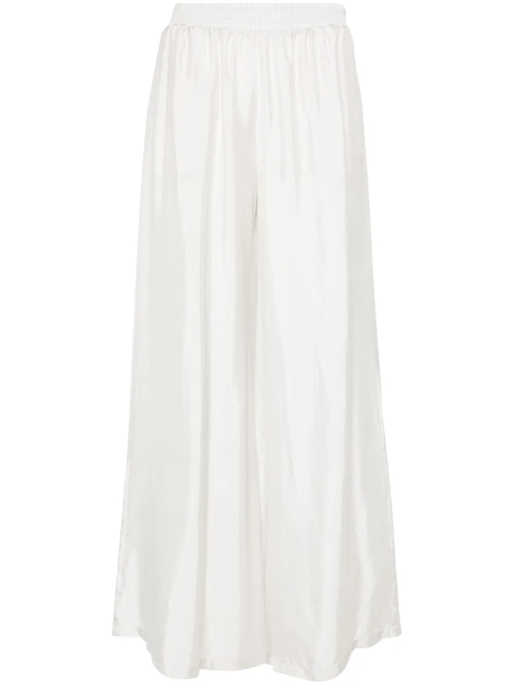 Elasticated-Waist Satin Palazzo Trousers
