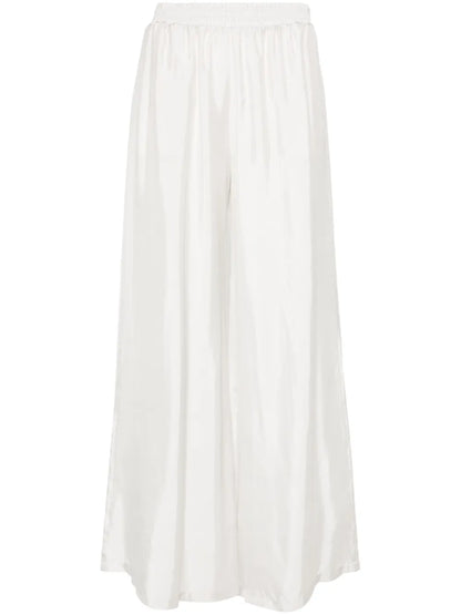 Elasticated-Waist Satin Palazzo Trousers