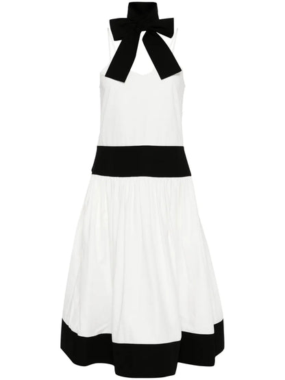Scarf Cotton-Linen Midi Dress