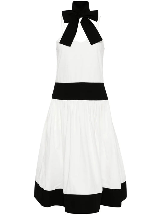 Scarf Cotton-Linen Midi Dress