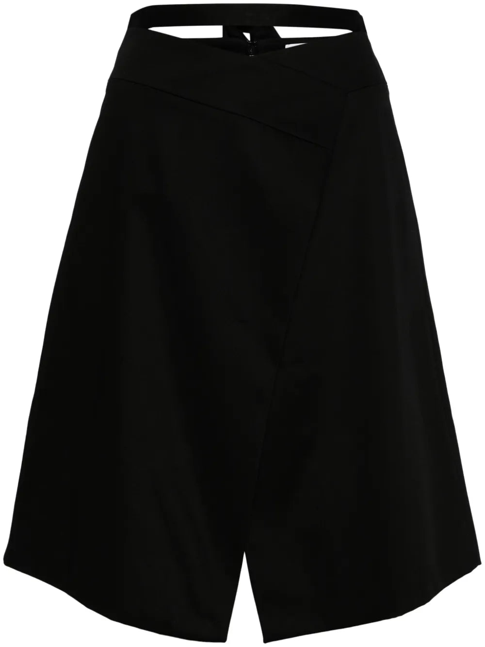 Wraparound Gabardine Midi Skirt