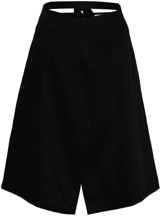 Wraparound Gabardine Midi Skirt