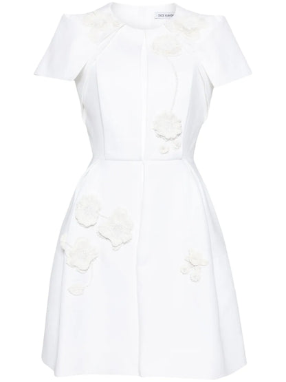 Signature Floral-Appliqué Midi Dress