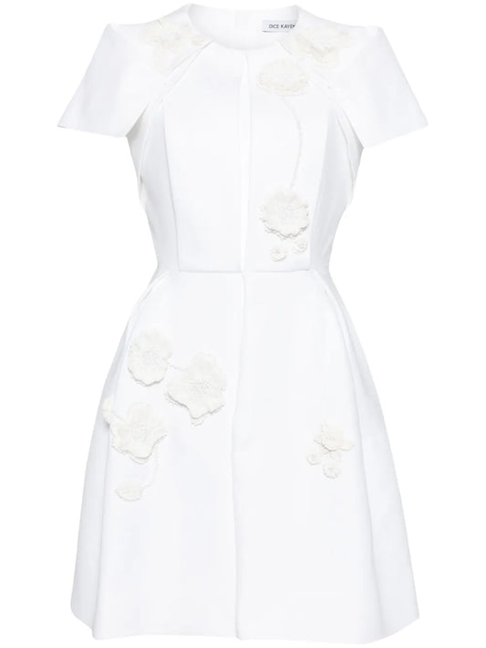 Signature Floral-Appliqué Midi Dress