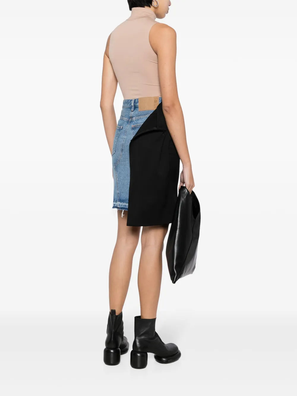 Asymmetric Panelled Denim Skirt