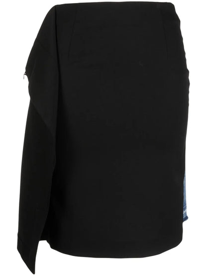 Asymmetric Panelled Denim Skirt