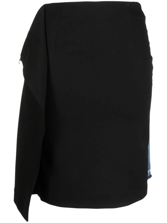 Asymmetric Panelled Denim Skirt