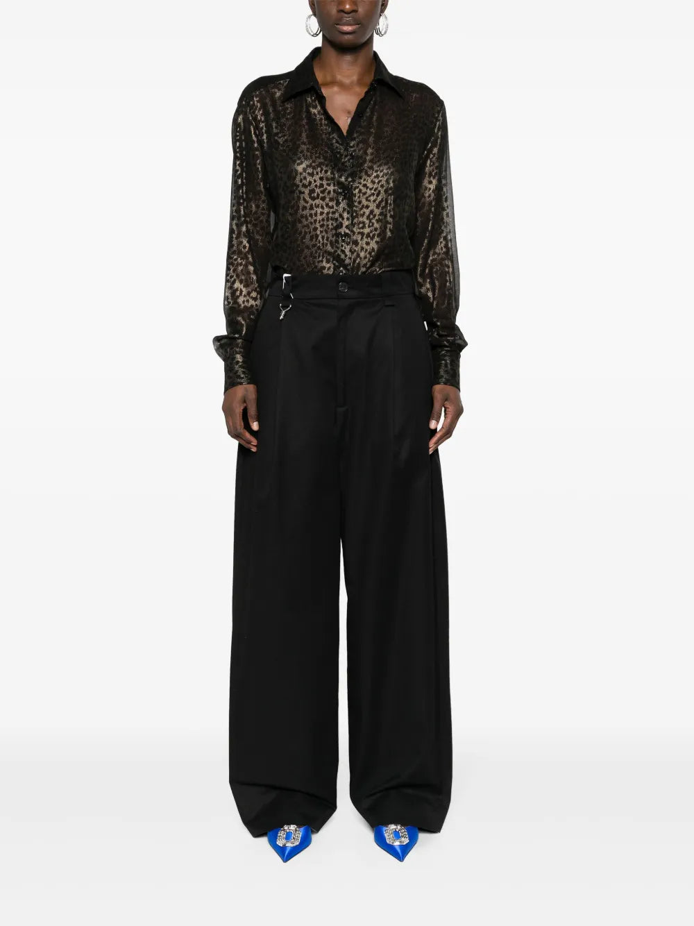 Laminated Leopard-Print Silk Shirt