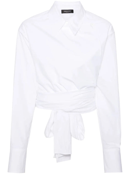 Wrap-Design Cotton Shirt
