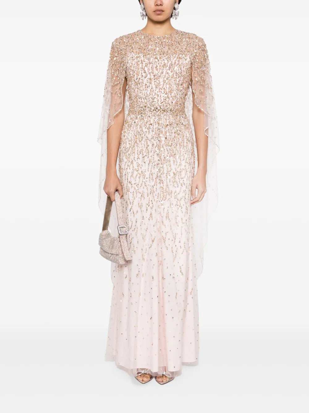 Delphine Sequinned Cape Gown