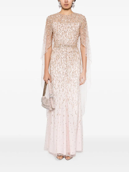 Delphine Sequinned Cape Gown