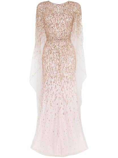 Delphine Sequinned Cape Gown