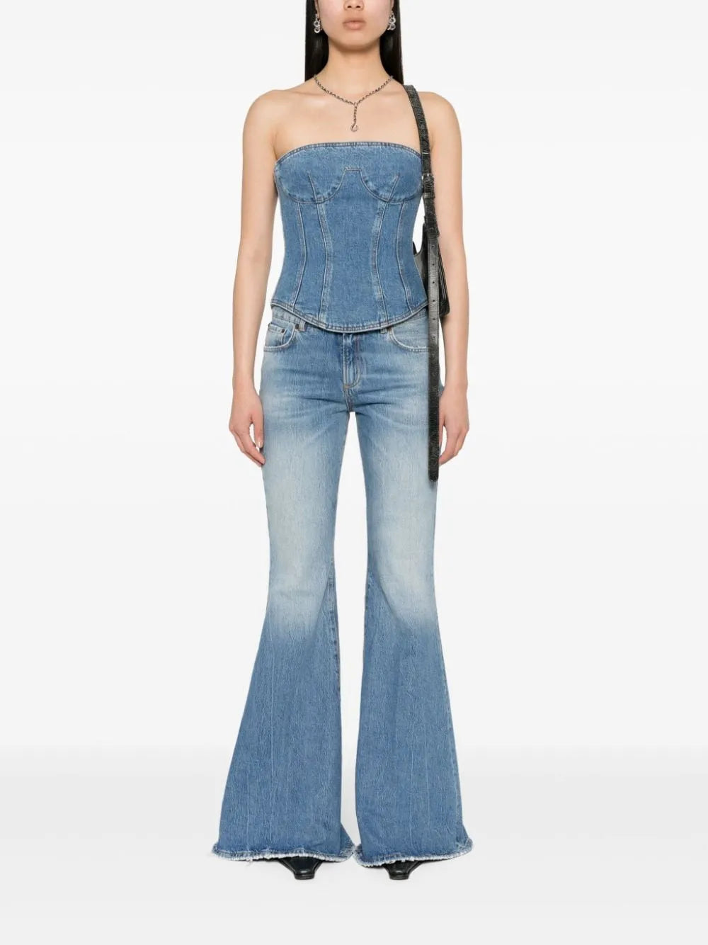 Distressed Wide-Leg Jeans