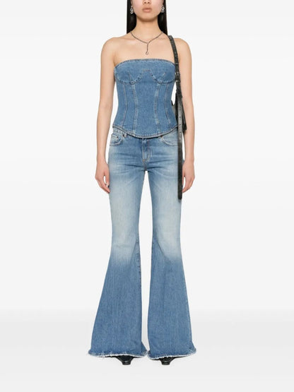 Distressed Wide-Leg Jeans