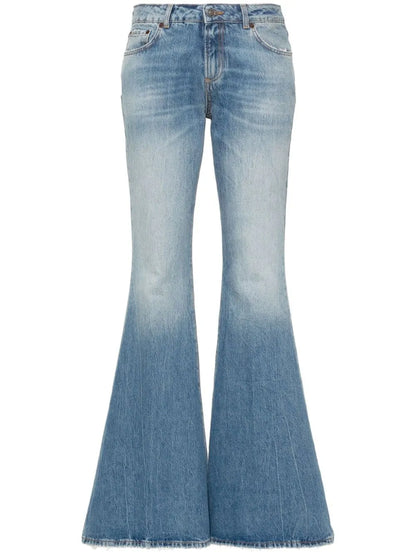 Distressed Wide-Leg Jeans