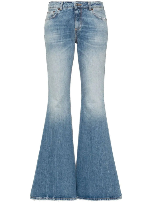 Distressed Wide-Leg Jeans