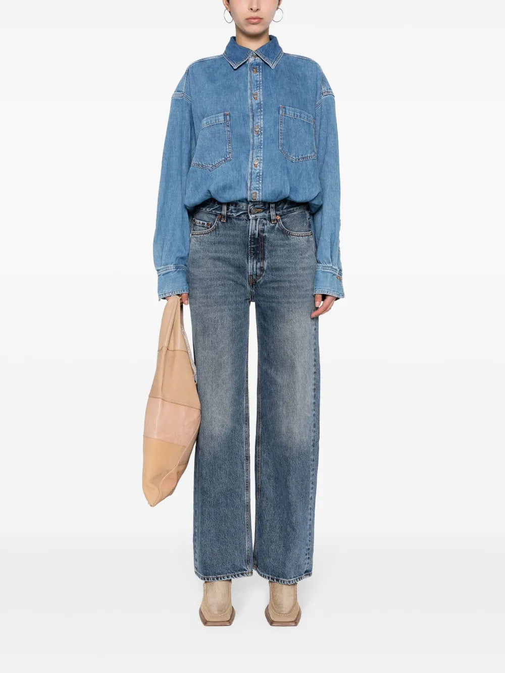 Panelled-Design Denim Jumpsuit