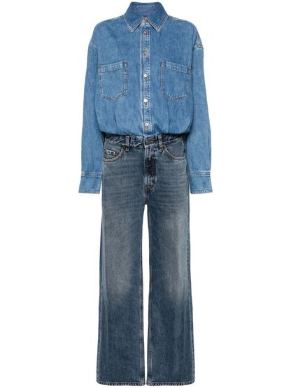 Panelled-Design Denim Jumpsuit