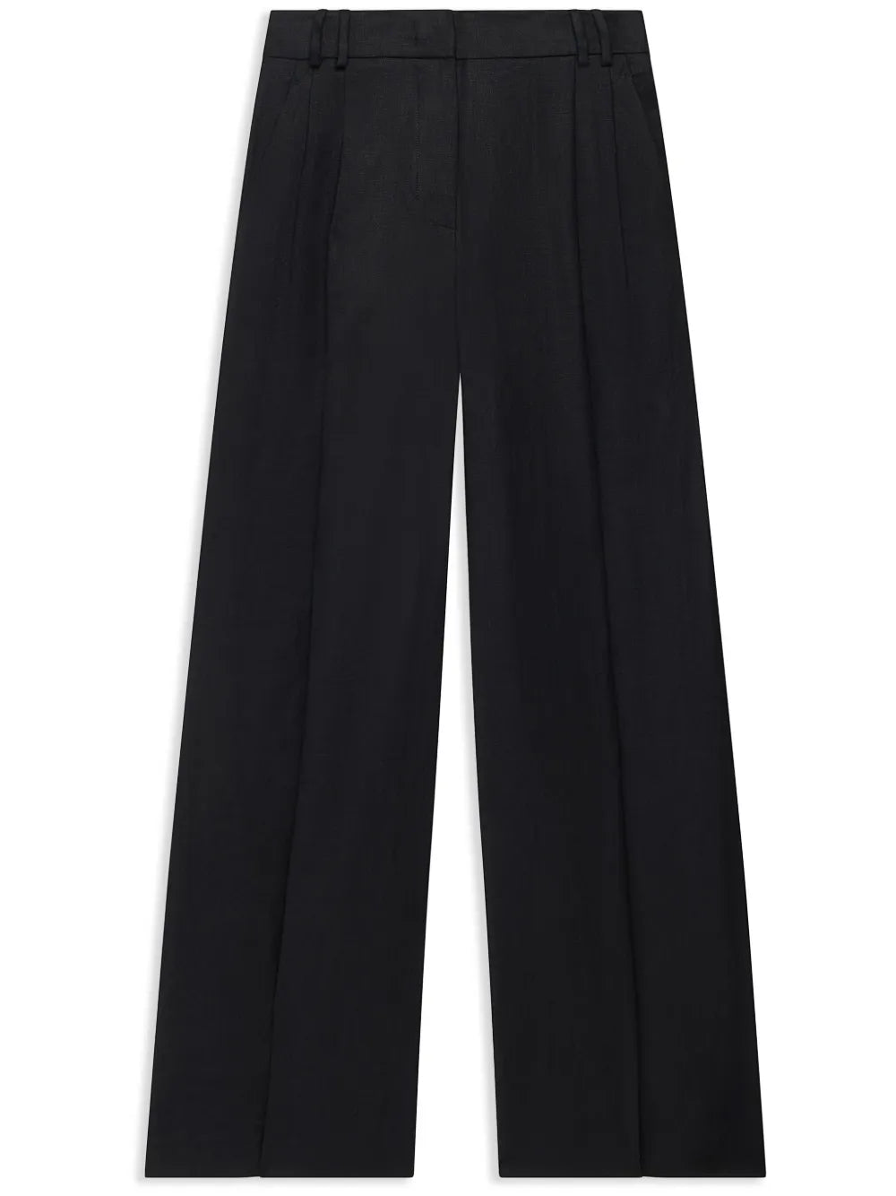 Wide-Leg Pleated Linen Trousers