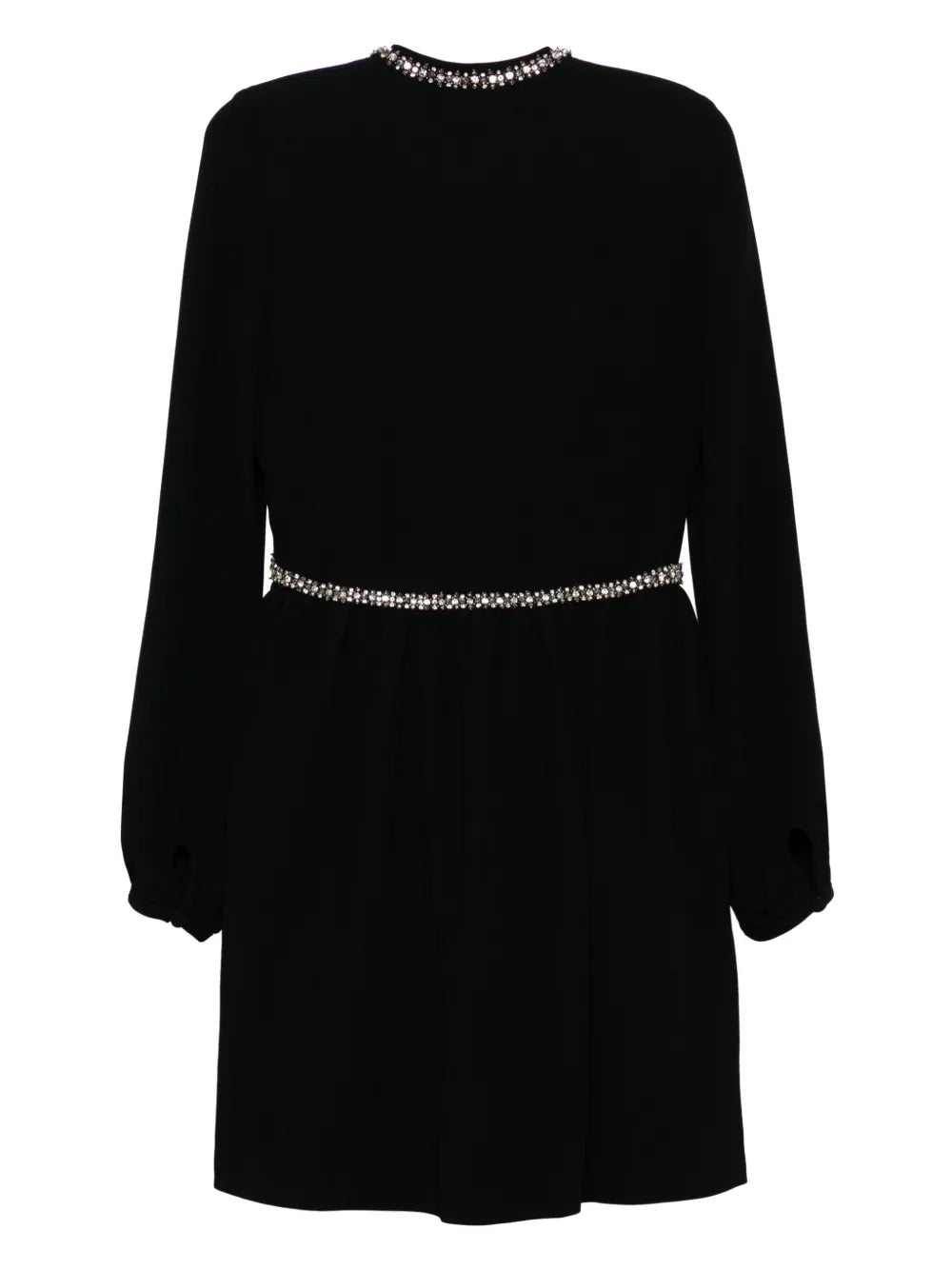 Crystal-Embellished Long-Sleeve Minidress
