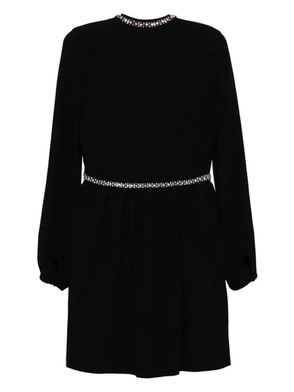 Crystal-Embellished Long-Sleeve Minidress