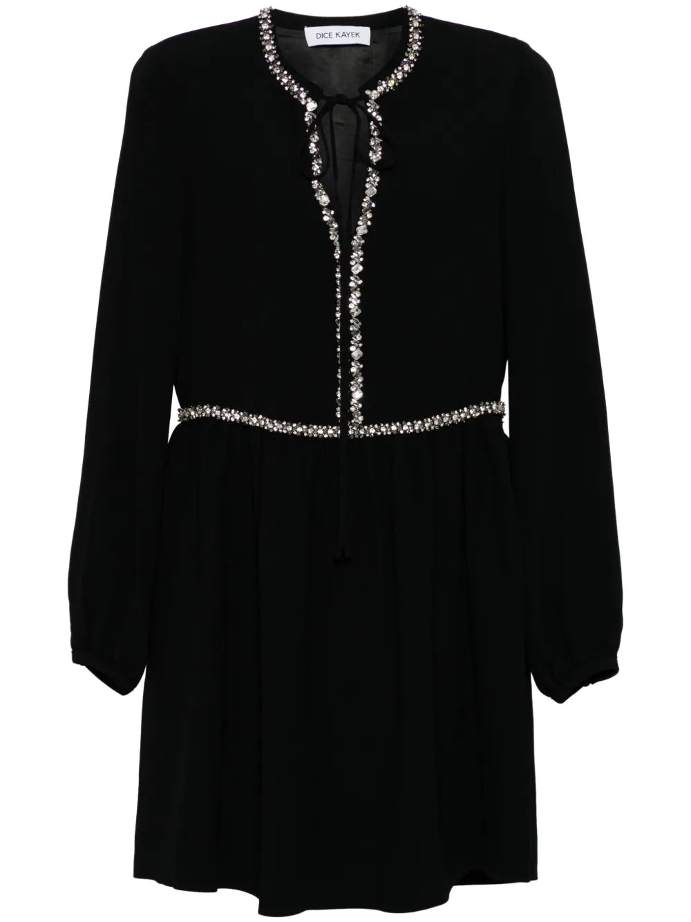 Crystal-Embellished Long-Sleeve Minidress