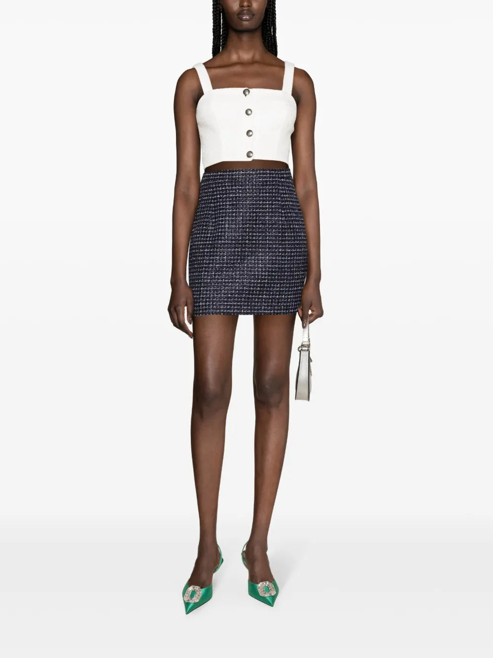 Checked Tweed Crop Top