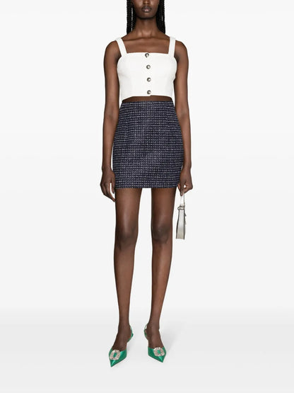 Checked Tweed Crop Top