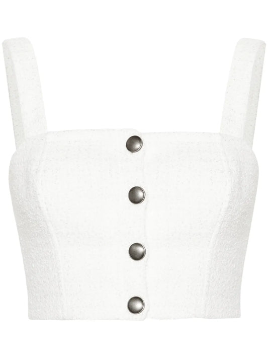 Checked Tweed Crop Top