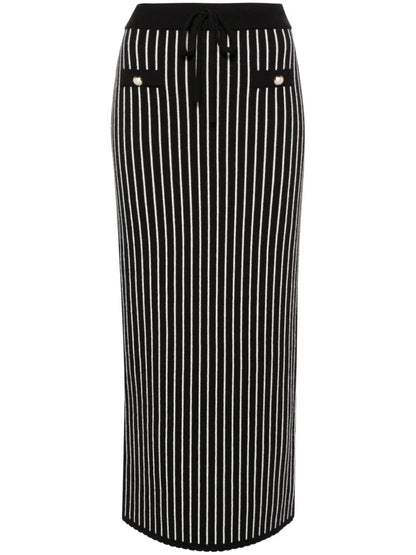 Pinstripe Knitted Midi Skirt