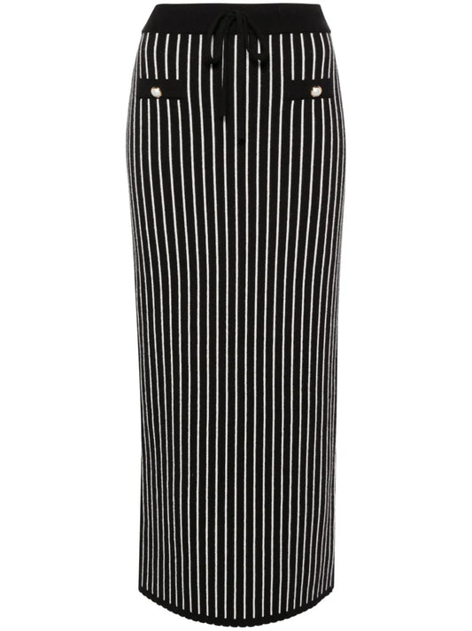 Pinstripe Knitted Midi Skirt