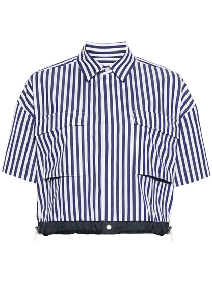 Striped Cotton Cropped Blouse