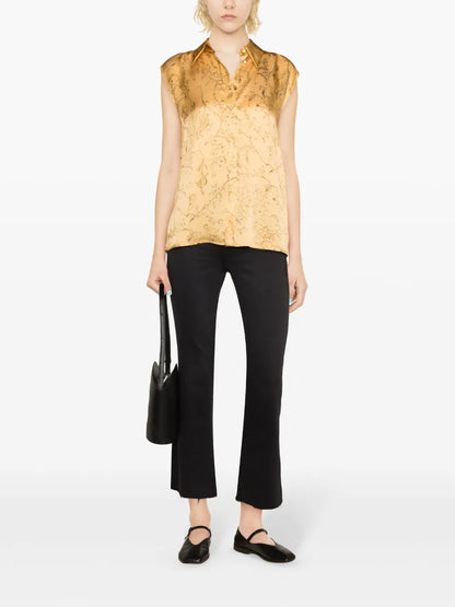 Floral-Print Silk Top