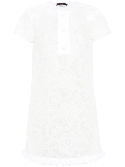 Floral-Embroidery Organza Mini Dress