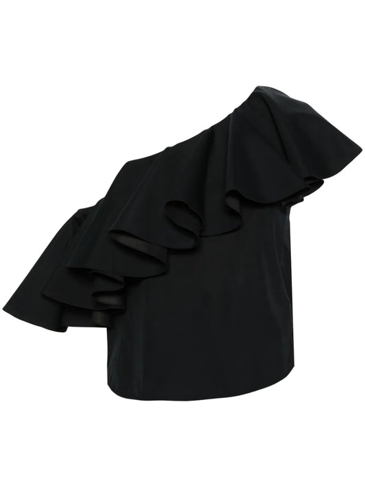 Asymmetric Ruffle-Detail Top